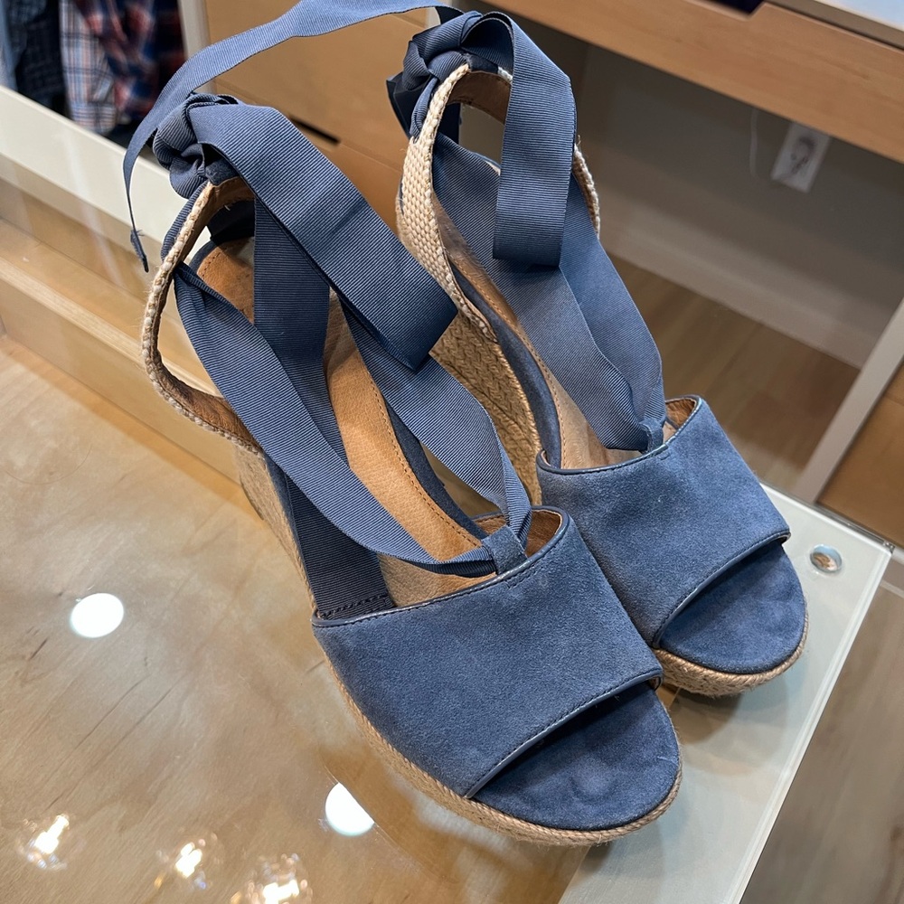 Blue Espadrille Wedge Sandals - Picture 4 of 7